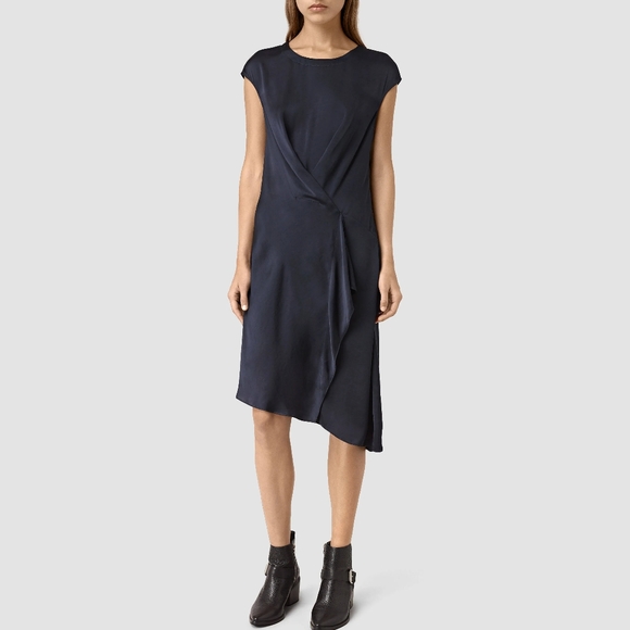 All Saints Breeze Dress Blue sz 6 - Picture 1 of 16